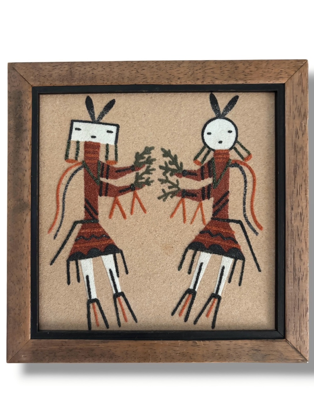 VINTAGE Navajo Sand Painting Yei Bei Chai Rainbow Holy People Signed By Artist